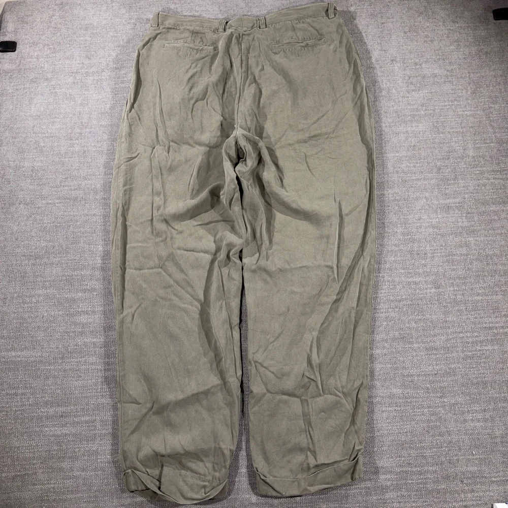 Tommy Bahama Silk Trousers Mens 38 Olive Green Excellent Herringbone Pleated
